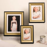 cadre photo rectangle résine noir doré texture bois classique intérieur photo souvenir artwork