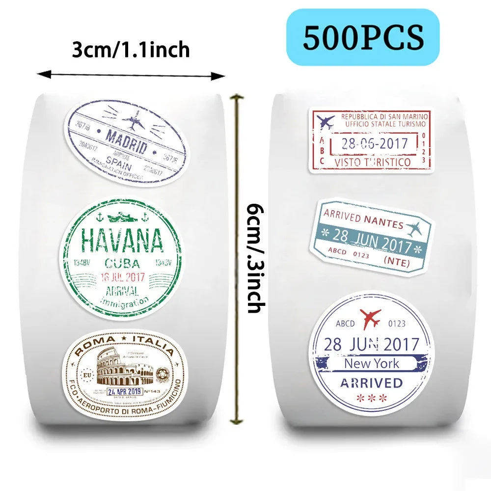autocollants timbres poste vintage voyage adhésifs blanc rouge vert bleu 500 pièces rouleau