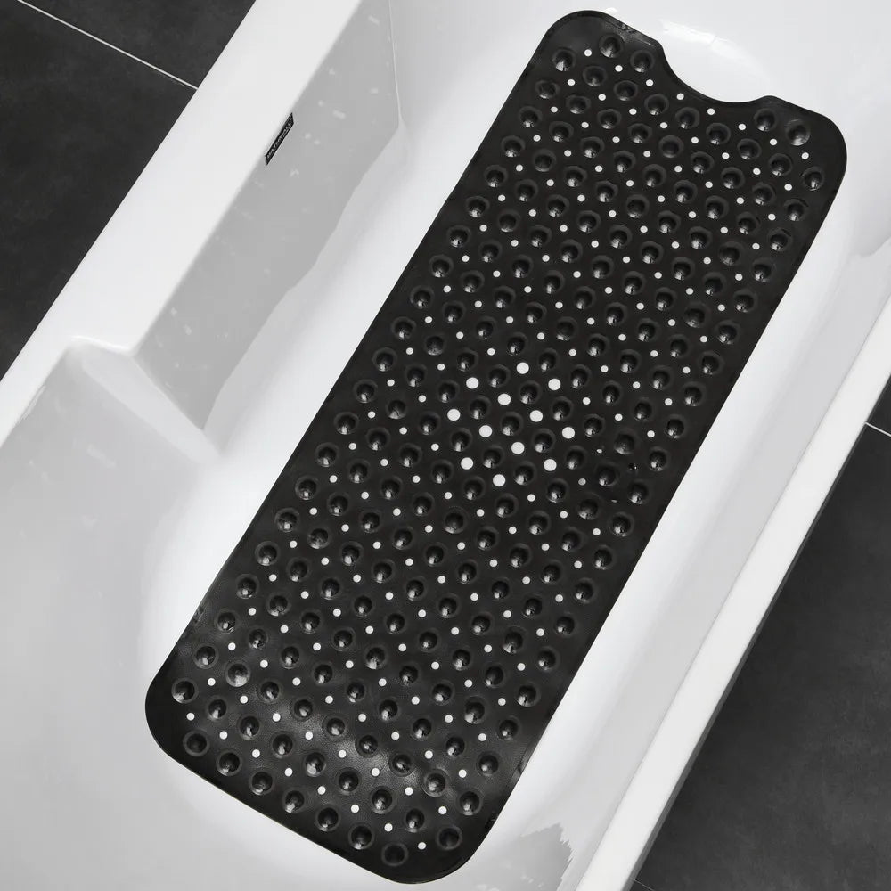 tapis bain antidérapant noir texturé surface ventouses 40x101cm moderne salle bain