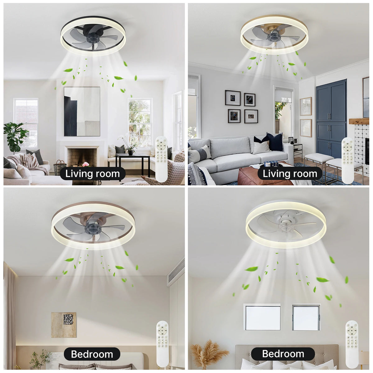 ventilateur led moderne blanc télécommande lumineuse chambre coucher étude salle manger