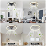 ventilateur led moderne blanc télécommande lumineuse chambre coucher étude salle manger