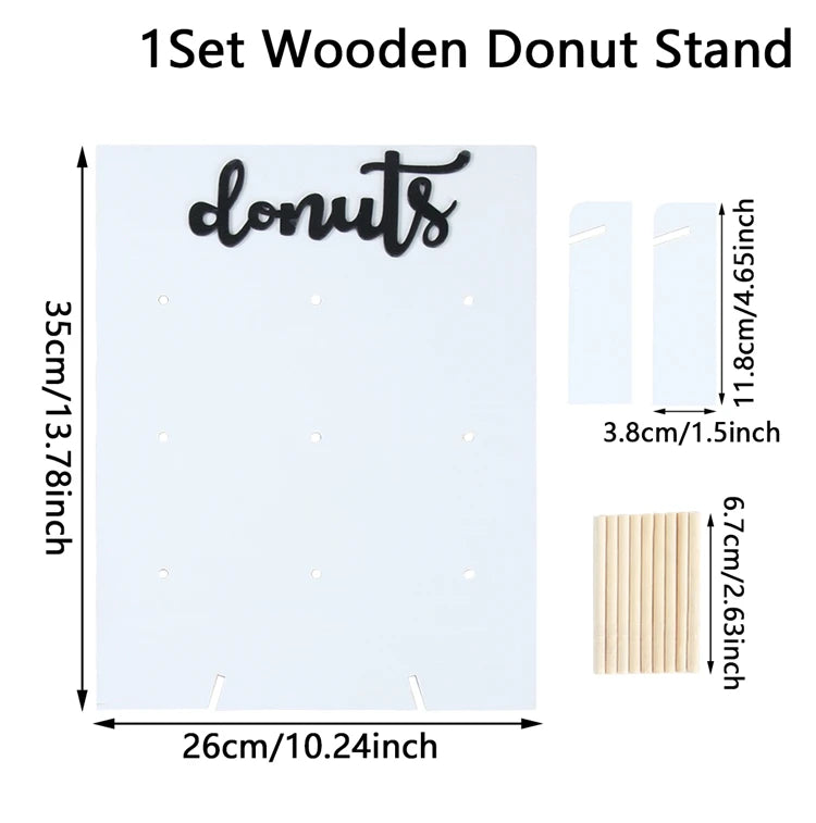 panneau decoratif bois donuts mariage anniversaire baptême fete decorations cupcakes meringues