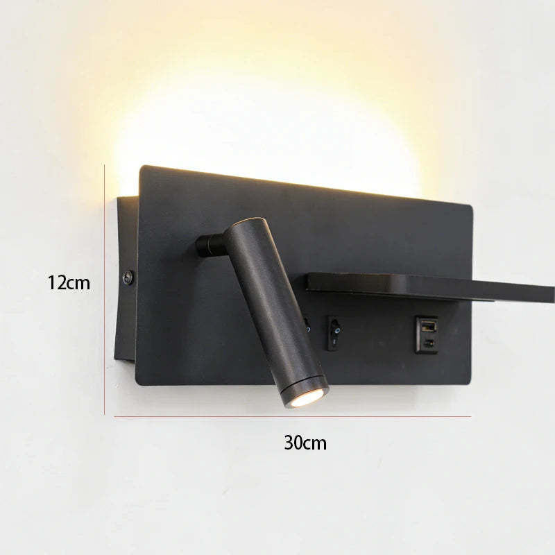 lampe murale moderne noire recharge sans fil fixée mur chambre salon étude cuisine