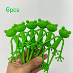 support plante forme grenouille verte plastique pattes articulées mignon adhésif 12 pièces