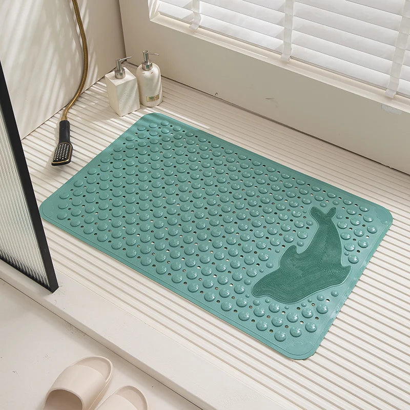 tapis bain antidérapant pvc motifs coquillages animaux gris moderne salle bain