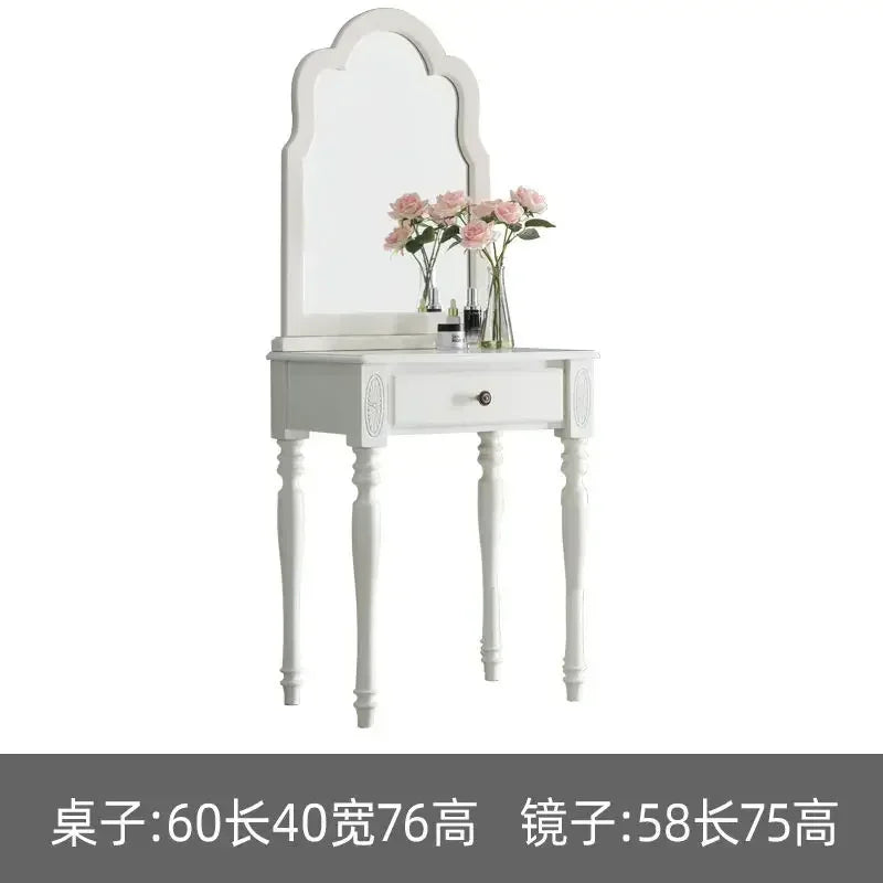 maquillage classique miroir intégré tabouret cuir bois chêne marronclair multifonctionnel chambre