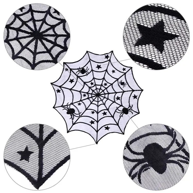 chemin table halloween noir toile araignee araignees etoiles gothique decoration table fête halloween