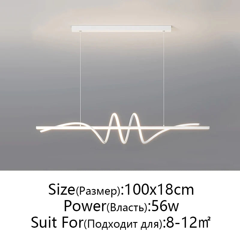 suspension lumineuse moderne led blanc noir doré ondulé minimaliste