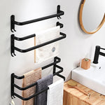 porte serviettes mural moderne vis fixations noir texture métallique lisse salle bain serviettes blanc