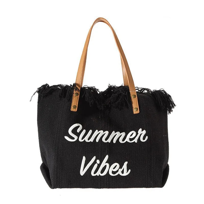 sac plage toile réutilisable pliable boho chic poignées cuir multiple usage femmes pique nique