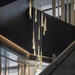 suspension lumineuse or gouttelettes contemporaine 18 lumières spiral transparent élégante