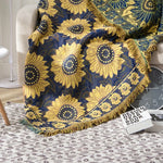 couverture coton tournesol bleu vintage portable anti boulochage printemps automne pique nique maison