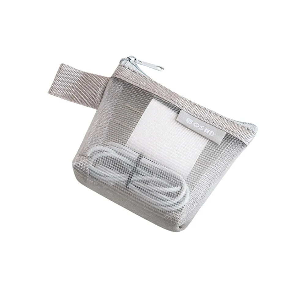 sac main vert maille moderne fermeture eclaire rangement chargeur cable boite données