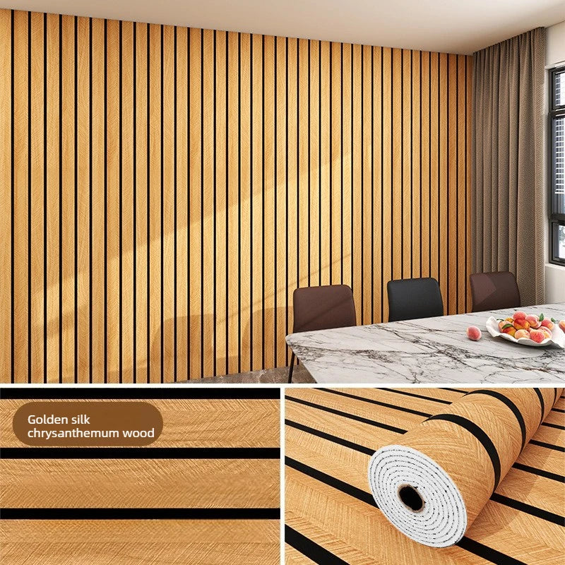 panneau décoratif auto adhésif moderne rayures horizontales beige noir résistant l'eau intérieur