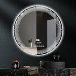 Détail de l'éclairage LED du miroir rond en différentes couleurs