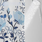rideau douche peva fleurs stylisées blanc bleu moderne opacité 120cm 150cm 180cm 200cm 240cm