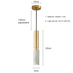 lampe suspendue marbre or blanc moderne salon chambre cablage noir adjustable 35cm