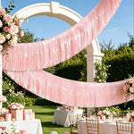 guirlande franges rose argentée décoration festive anniversaire mariage EVJF suspension festive élégante