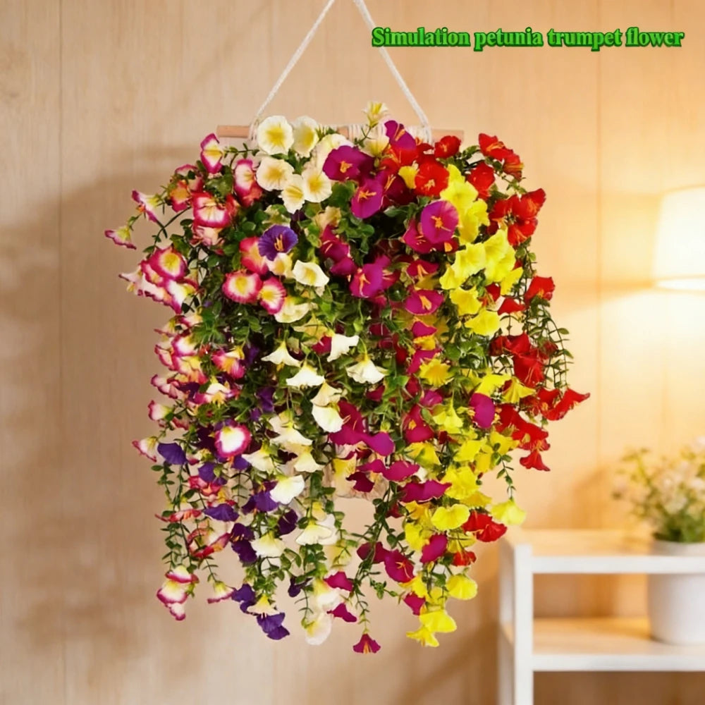 fleurs artificielles violet rose jaune petunia simulation crochet décoration intérieure mariage anniversaire
