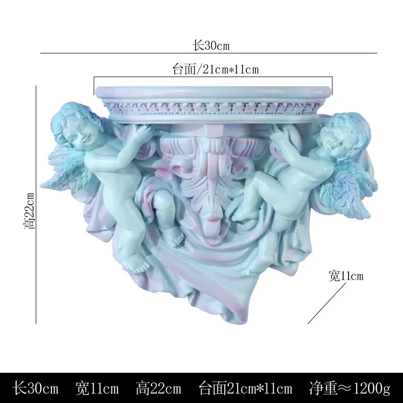 décoration murale étagère ange résine bleu doré blanc classique baroque chambre salon