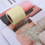 ruban tulle coeurs multicolores 6cm violet noir bleu rose opacité élégant emballage cadeau