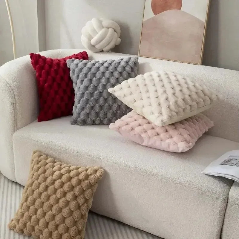 coussin décoratif moderne 45cm polyester solide rouge gris rose beige