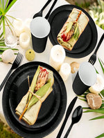 assiettes papier festives fourchettes couteaux serviettes napkins motifs géométriques noël anniversaire mariage baptême