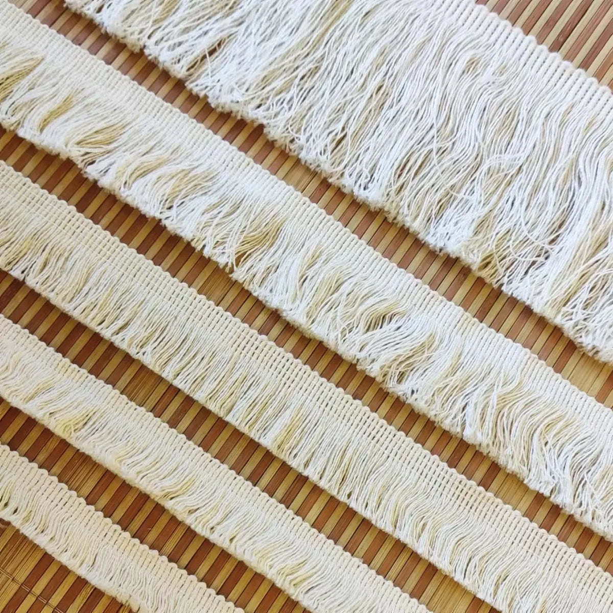 ruban franges coton blanc beige 5mètres franges opaques textile éco décoration