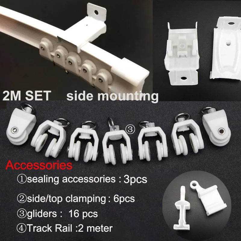 rideau glissière blanc moderne clips top clamping glissière flexible plastique 1m 2m 3m