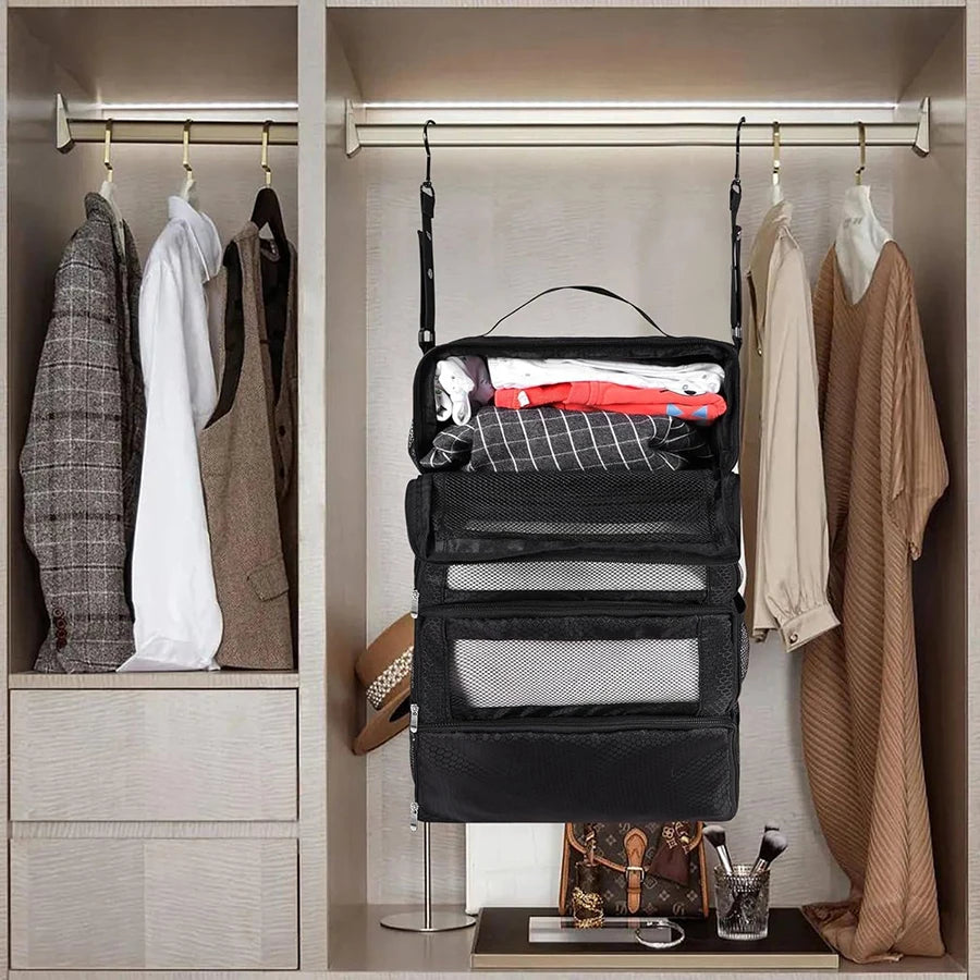 organisateur rangement bleu marine noir maille pratique crochets suspendu armoire vêtements multifonctionnel tissé opaquet