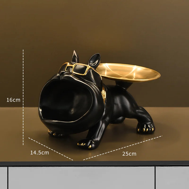 statue bulldog résine plateau rangement décoration maison lunettes collier moderne humoristique