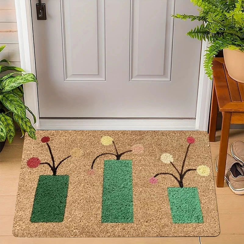 tapis d'entrée moderne fleurs colorées antidérapant résistant polyester confortable