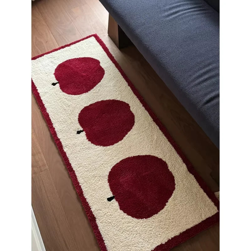 tapis apple motif doux polyester blanc rouge moderne antidérapant intérieur salon chambre