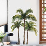 sticker mural palmiers tropicaux vert brun adhésif moderne décoration chambre opacité autoadhésif dimension 90cm