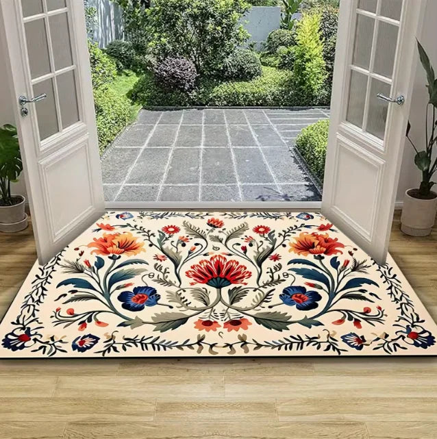 tapis moderne floral polyester antidérapant résistant décoloration 30x50cm 40x60cm 50x80cm salon bainextérieur