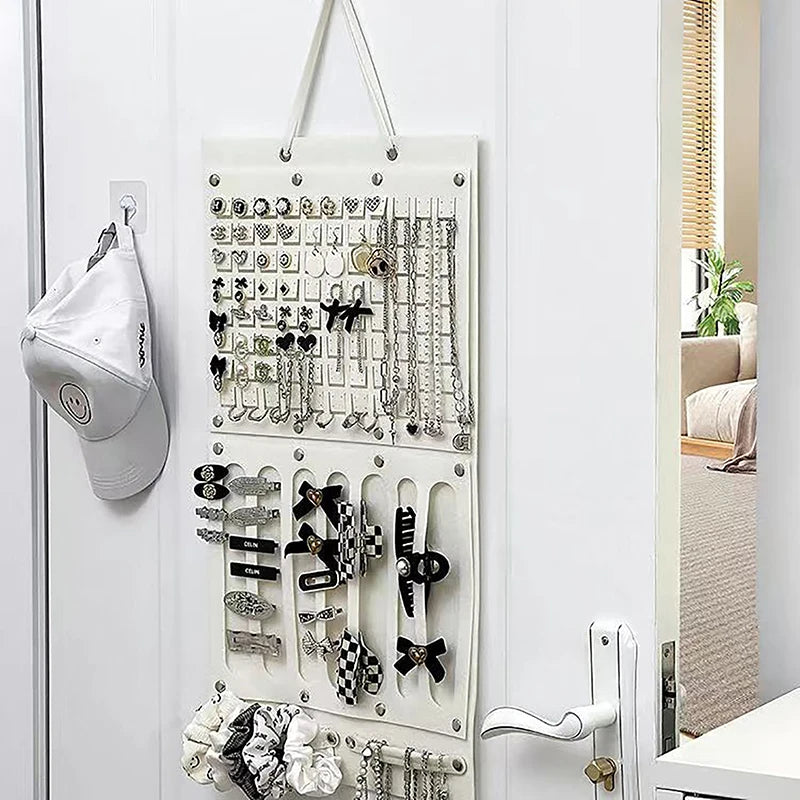 porte bijoux moderne cuir blanc grille 10x10 rangement présentation bijoux blancs