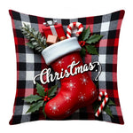 coussin décoratif noël carreaux rouge blanc flocon neige bonhomme neige guirlande sapin 45cm 45cm