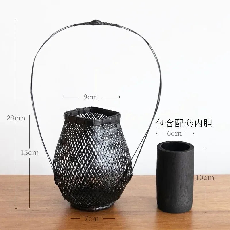 panier rotin tressé main vase bambou décoration fleurs rustique artisanal maison