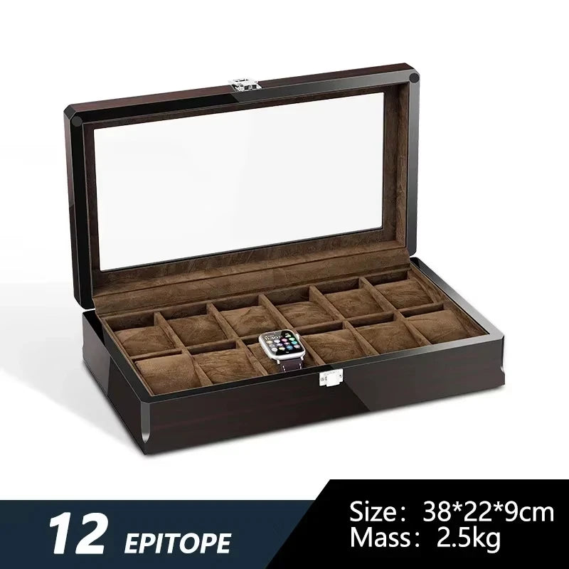 boîte montres velours marron classique cadenas 10 places rangement bijoux bois marron foncé durable