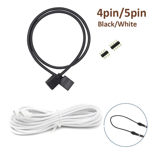 câble extension ruban led rgb rgbw connecteur broches broches noir blanc blanc