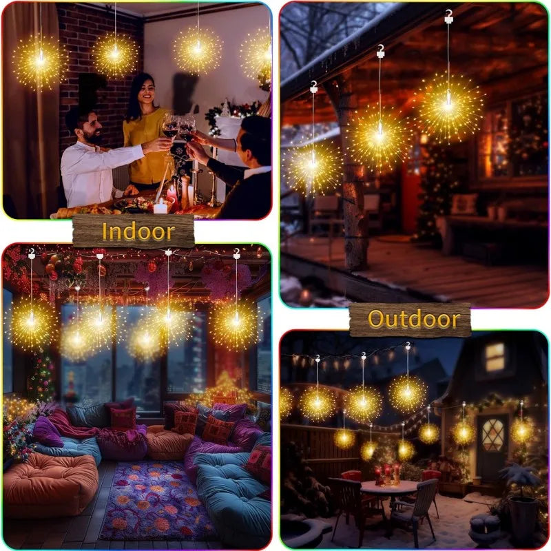 guirlande lumineuse solaire moderne dorée étoiles lumineuses télécommande modes filaments dorés jardin patio