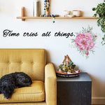 autocollant mural moderne bouquet fleurs inspirantes quotes chambre salon pvc adhésif rose vert noir