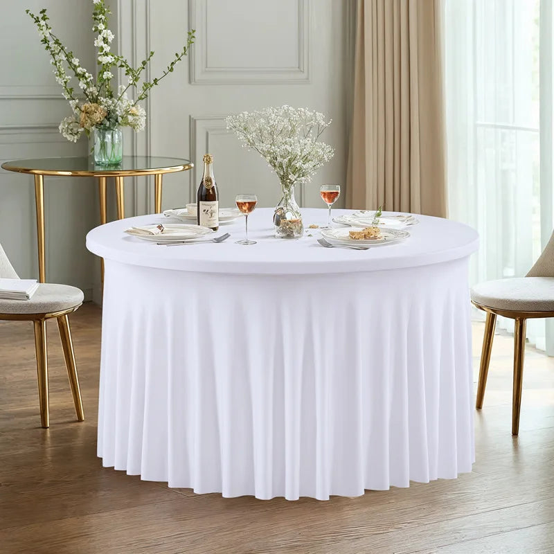 nappe ronde volants table mariage blanc rouge bleu or rose festive