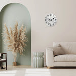 horloge murale moderne marbre gris blanc quartz bois salon unique