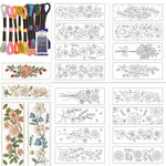 feuilles adhésives broderie motifs floraux fleurs feuilles branches classiques différentes couleurs solubles eau bricolage