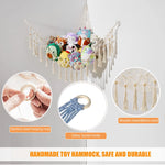 sac rangement hamac jouets macramé franges boho salon pliable respectueux environnement