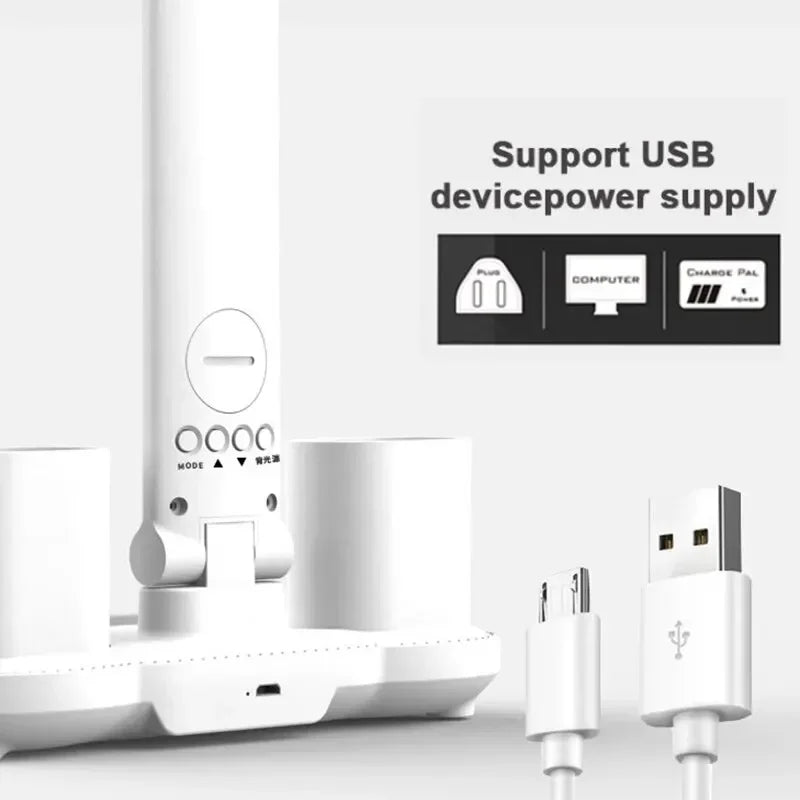 lampe led rechargeable usb horloge affichage numérique blanc moderne 180deg rotation pliable