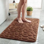 tapis bain doux gris marron motif galets moderne salle bain absorption rapide lavable machine