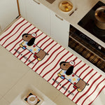 tapis sol moderne rectangle rayures chiots bienvenue maison rouge blanc noir
