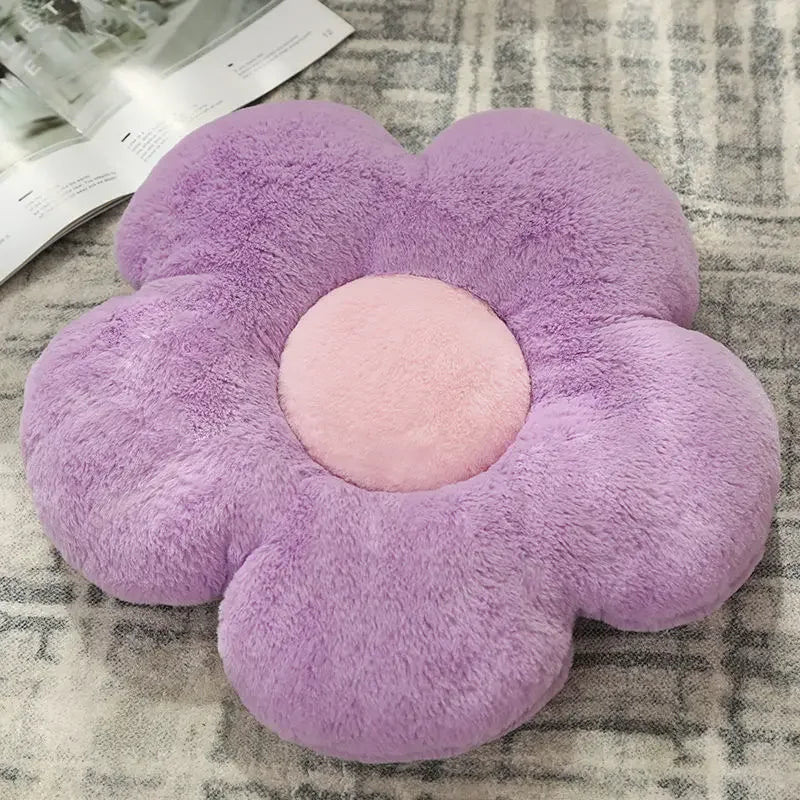 coussin peluche floral couleurs vives motif fleur peluche douce moderne confortable adhésif blanc jaune